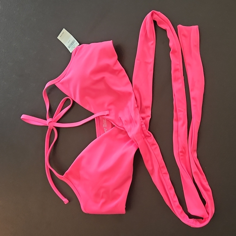 NWT hot pink wrap bikini top